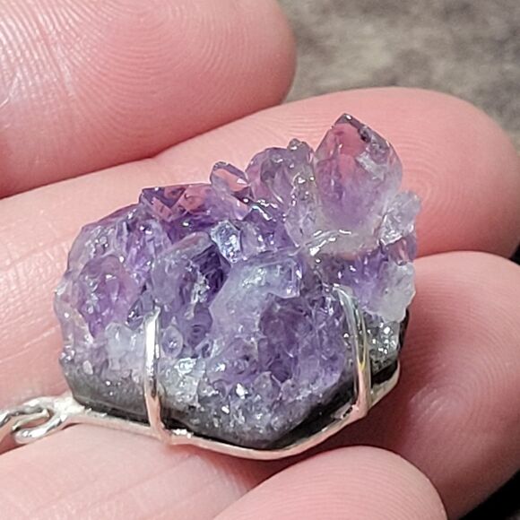 Purple Amethyst Cluster Pendant - Picture 10 of 11